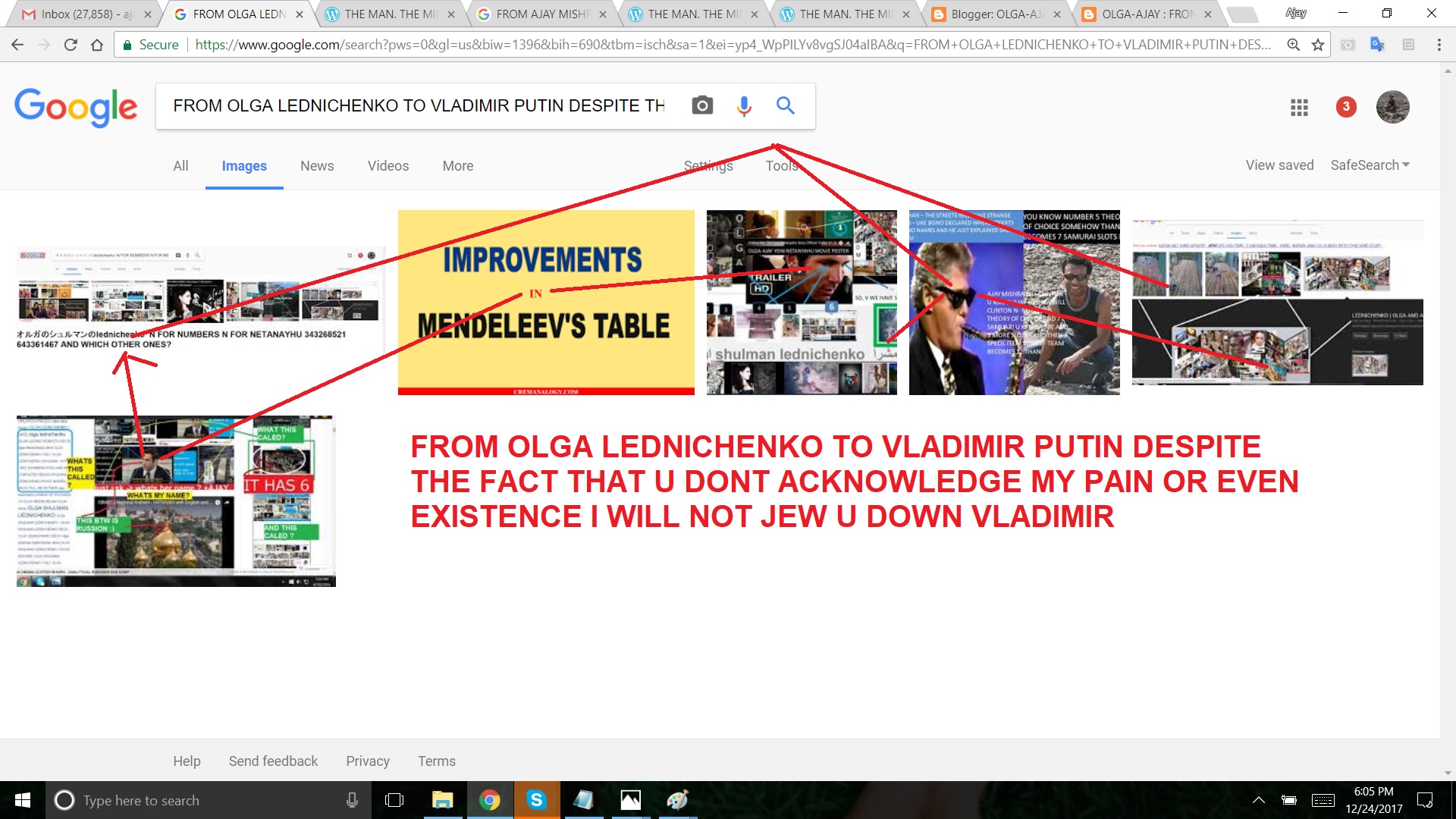 FROM OLGA LEDNICHENKO TO VLADIMIR PUTIN DESPITE THE FACT THAT U DONT ACKNOWLEDGE MY PAIN OR EVEN EXISTENCE I WILL NOT JEW U DOWN VLADIMIR