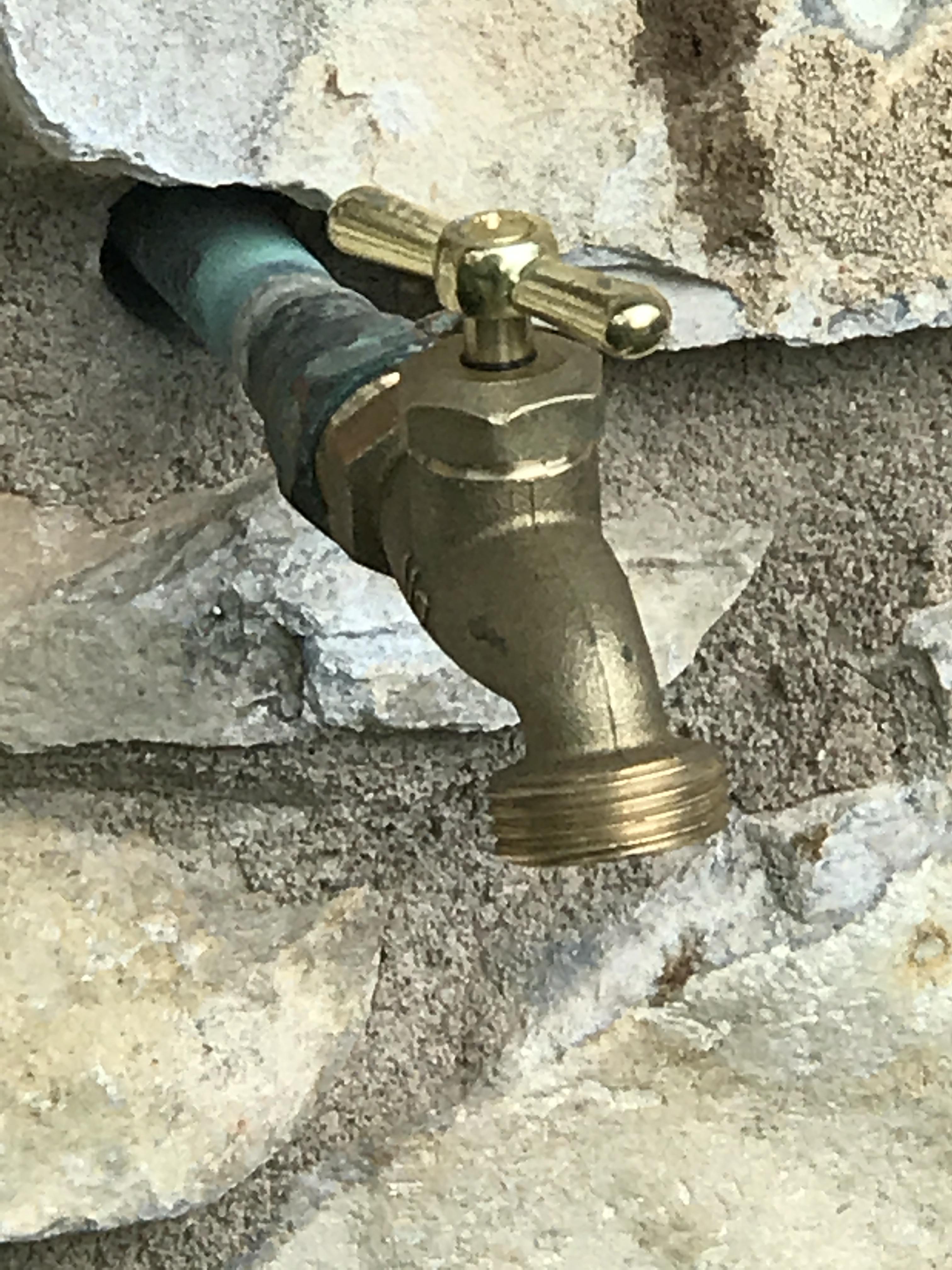 exterior faucet in the yard