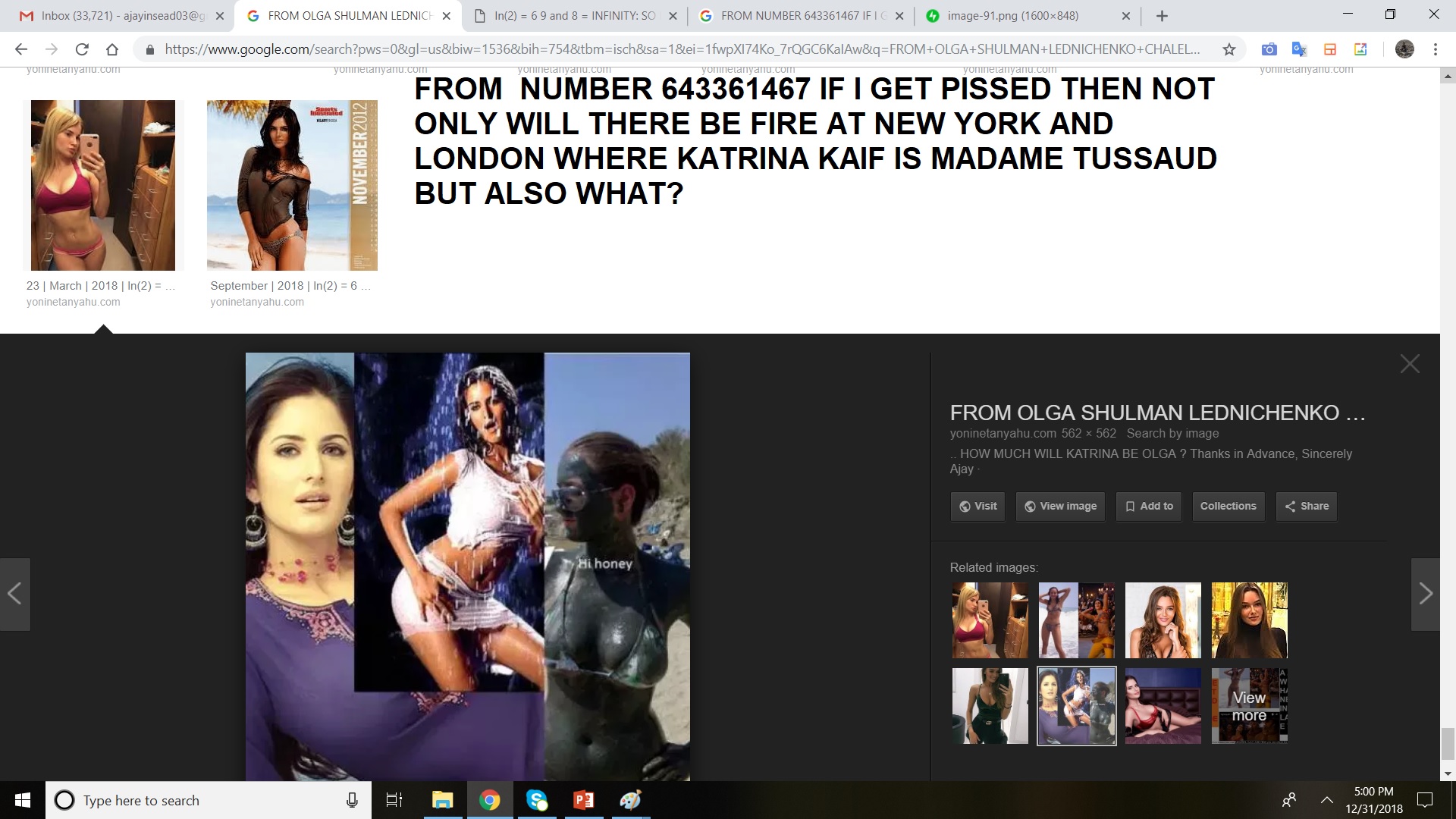 FROM NUMBER 643361467 IF I GET PISSED THEN NOT ONLY WILL THERE BE FIRE AT NEW YORK AND LONDON WHERE KATRINA KAIF IS MADAME TUSSAUD BUT ALSO WHAT