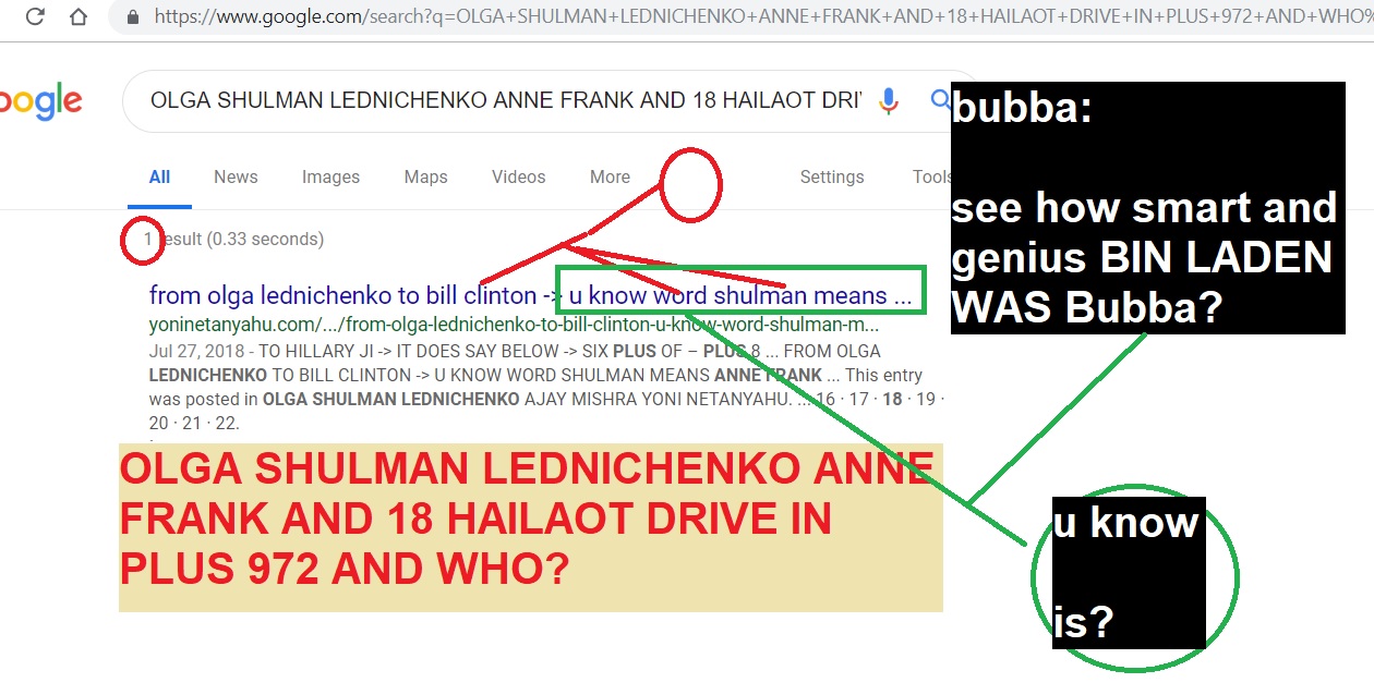 FROM OLGA SHULMAN LEDNICHENKO TO ALL JEWS BUT SPECIALLY ROGER COHEN AND ONE AND ONLY PRESDIENT BILL CLINTON- SEE BUBBA BIN LADENAND DAWOOD IBRAHIM CRAYONS ANDKARASTAN