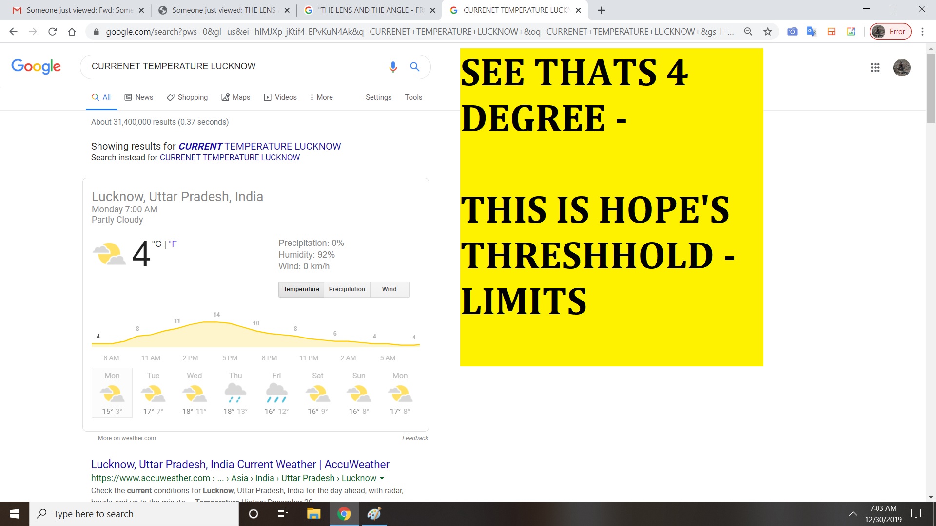 SO ITS 4 DEGRESS NOW IN LUCKNOW