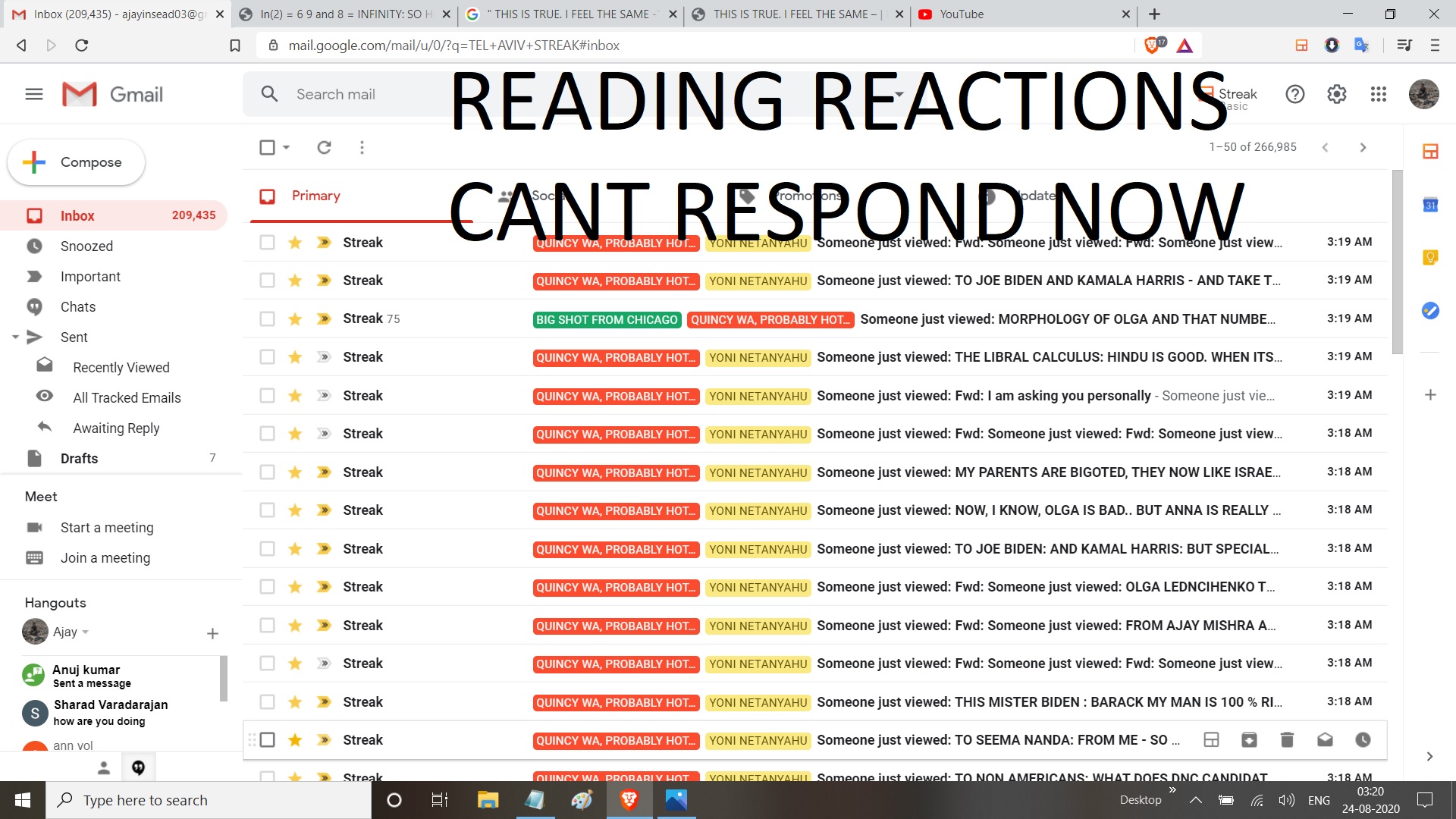 READING REACTIONS CANT RESPOND NOW
