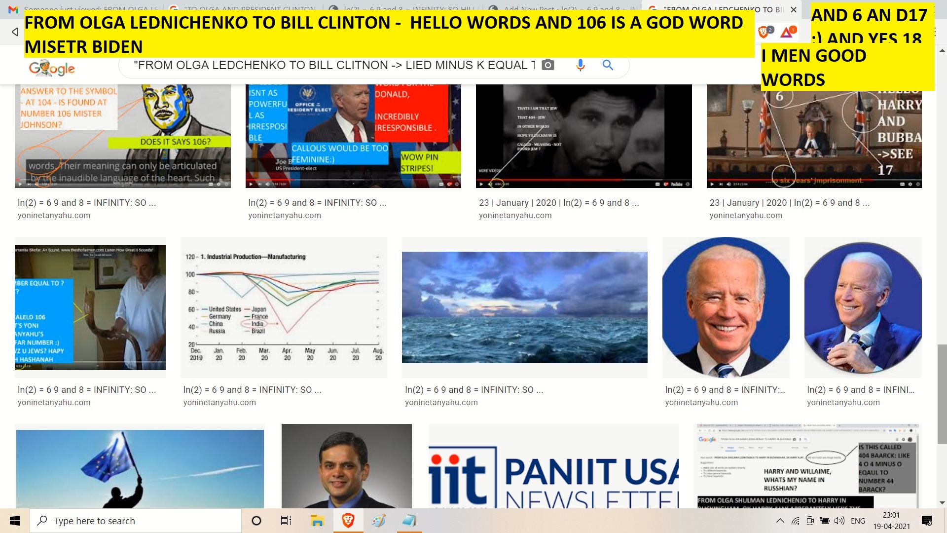 FROM OLGA LEDNICHENKO TO BILL CLINTON - HELLO WORDS AND 106 IS A GOD WORD MISETR BIDEN