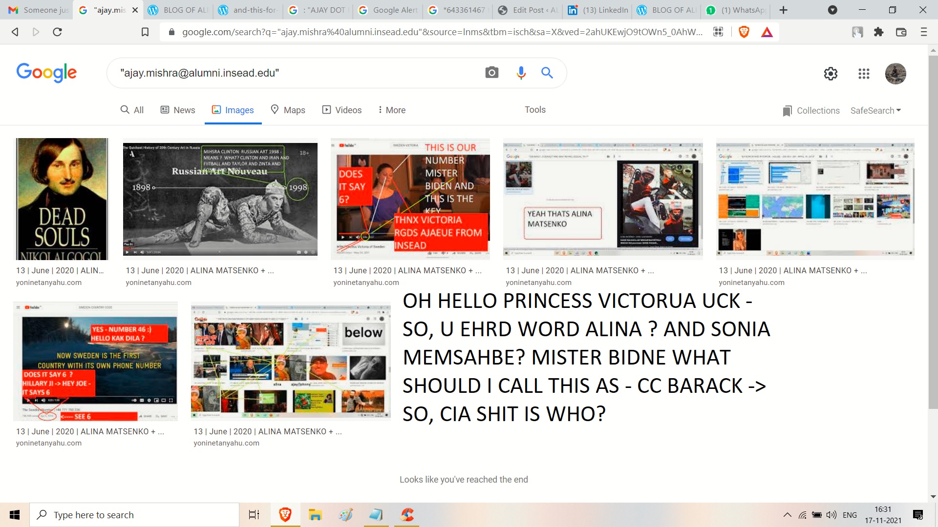 PIRNCESS HOW R U SO THIS IS MY EMAIL ALINA OK SO NOW, DID ME SAY - I EMNA U KNOW