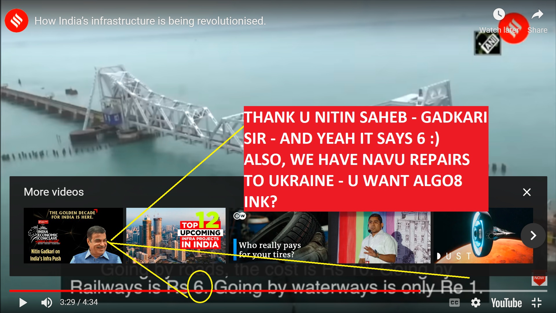 ALINA MATSENKO AJAY MISHRA MESSAGE TO MODI AND GADKARI - EYHS ITS 6 AND 1 DIVDIE BY 6 - IS - EAZY ROI EVEN - RAILWSY - VS WATE R BASED INFRASTUCTRE AND DEVELOPMENT