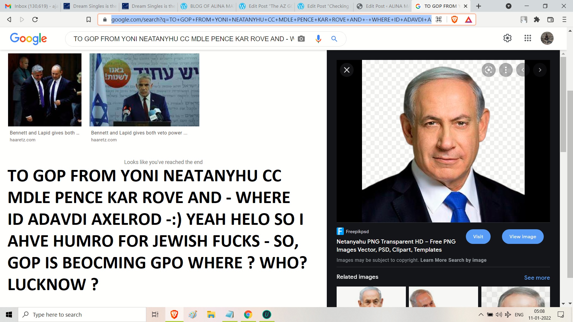 TO GOP FROM YONI NEATANYHU CC MDLE PENCE KAR ROVE AND - WHERE ID ADAVDI AXELROD YEAH HELO SO I AHVE HUMRO FOR JEWISH FUCKS - SO, GOP IS BEOCMING GPO WHERE WHO LUCKNOW