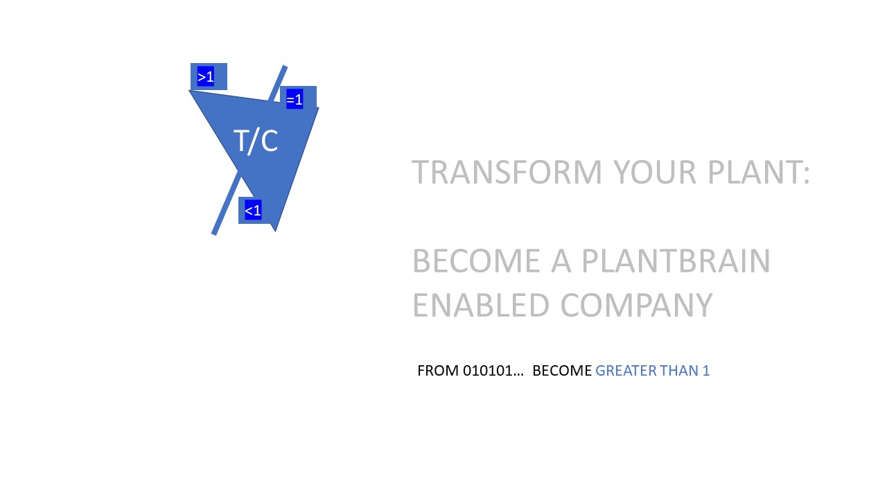TRANSFROM YOUR PLANT BECOME A PLANT BRAIN ENABLED COMPANY FROM 010101 BECOME GREATER THAN 1