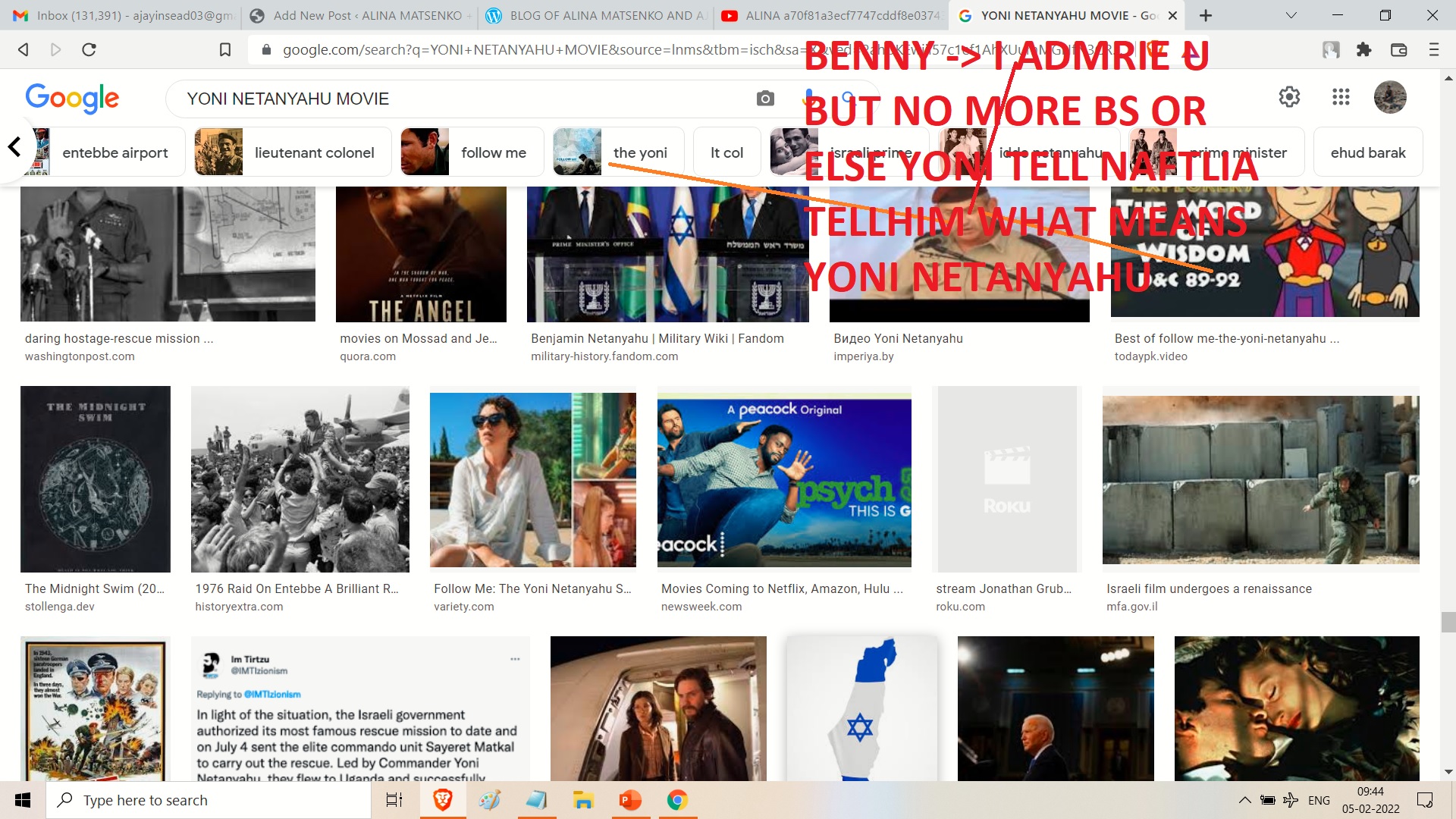 YONI NETANYAHU MOVIE ---- -- ------ NATALIA VADIANO AND LOUIS VOUTTON AND LVHM AND KHANS - OF BOLLYWOD WHIORES IF KHANS THEN BIMBS IN YOUR BEDROOM TO BENNY GATNZ AND NAFTALI BENETTE