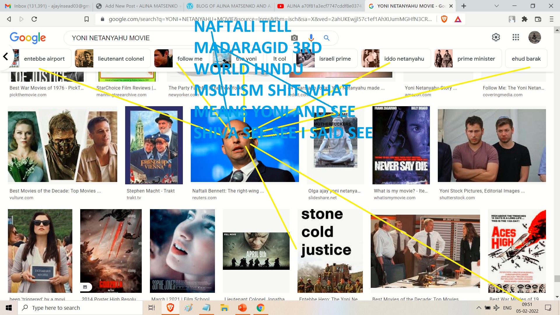 YONI NETANYAHU MOVIE --TO NAFTALI BENETTENATALIA VADIANO AND LOUIS VOUTTON AND LVHM AND KHANS - OF BOLLYWOD WHIORES IF KHANS THEN BIMBS IN YOUR BEDROOM TO