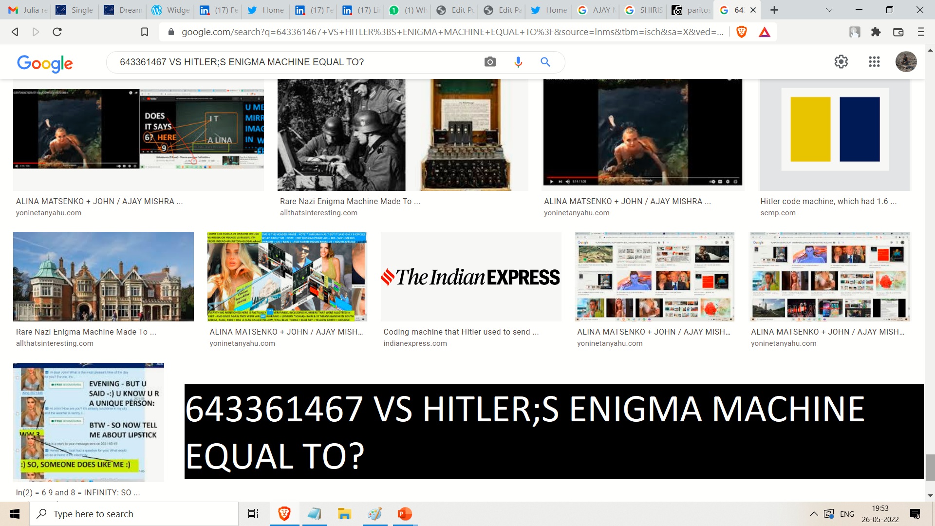 643361467 VS HITLER;S ENIGMA MACHINE EQUAL TO ---