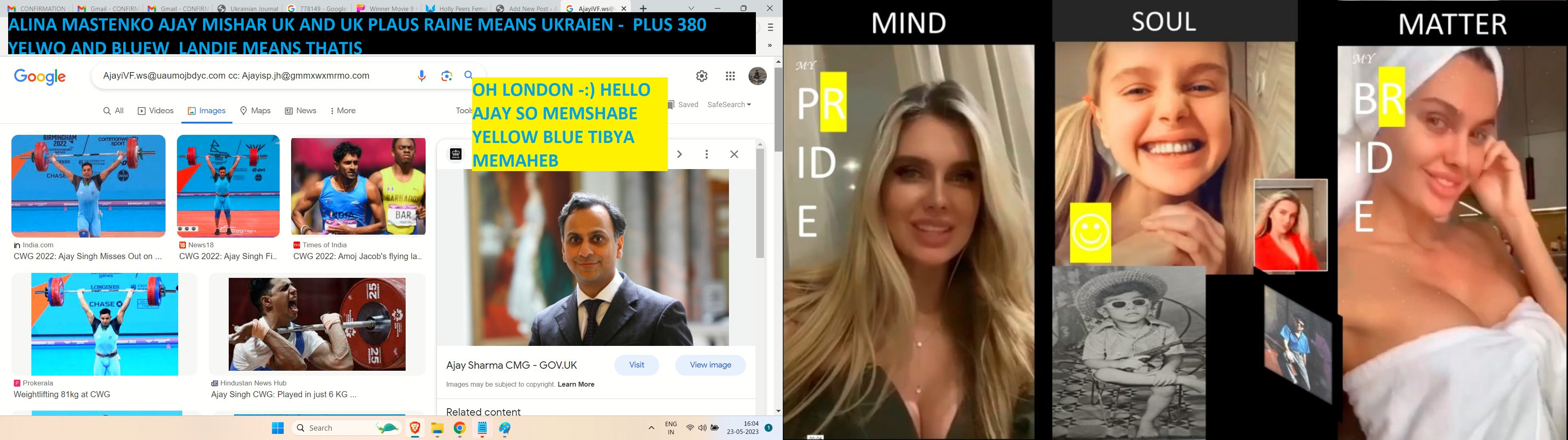 ALINA MASTENKO AJAY MISHSRA UK AND UK PLAUS RAINE MEANS UKRAIEN - PLUS 380 YELWO AND BLUEW LANDIE MEANS THATIS --- FYI ROBIN SARMS AND AJAY SHARMS BOTH ARE SHARMA AND THEY ARE BRAHMINS