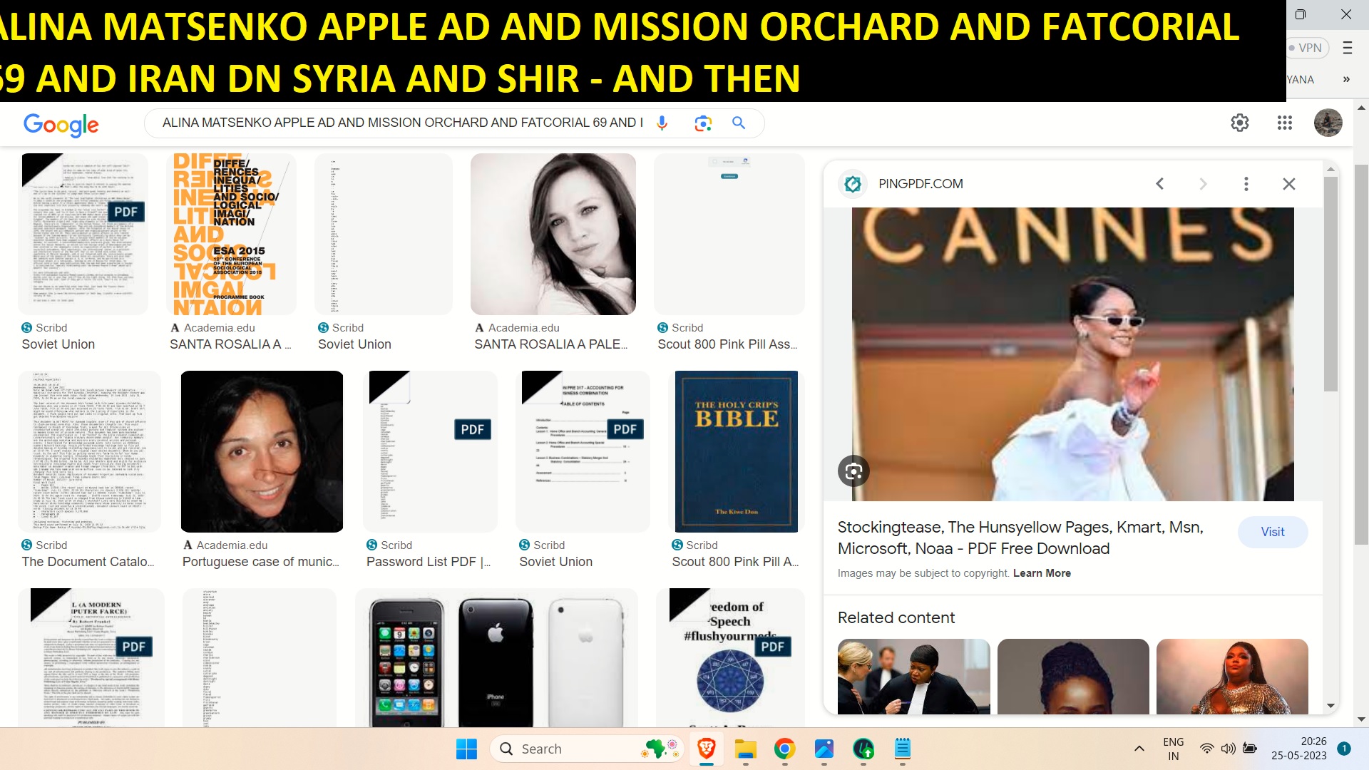ALINA MATSENKO APPLE AD AND MISSION ORCHARD AND FATCORIAL 69 AND IRAN DN SYRIA AND SHIR - AND THEN