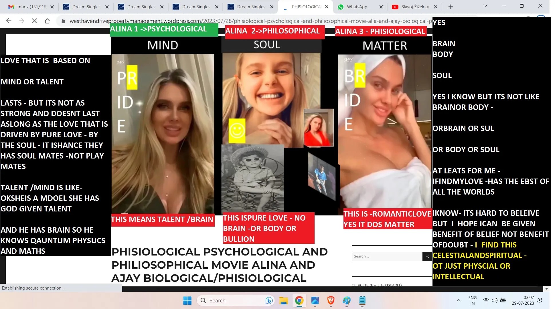 ALINA-MATSENKO-AJAY-MISHAR-LOVE-STORY PSYCHOLOGY PHOLOSOPHY PHYSIOLOGY -SOUL IS RED - MIND ID GREEN -AND - MATETR ISWHITE -