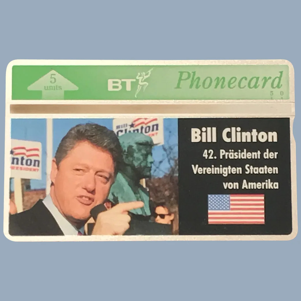 Bill-Clinton-Commemorative-Phone-Card-issued-pic-1A-1024_10.10-4c300c8f-99abbc BILL CLINTON SONIA ALINA BRITIHS TELECOM GERMANY ITEM SONG
